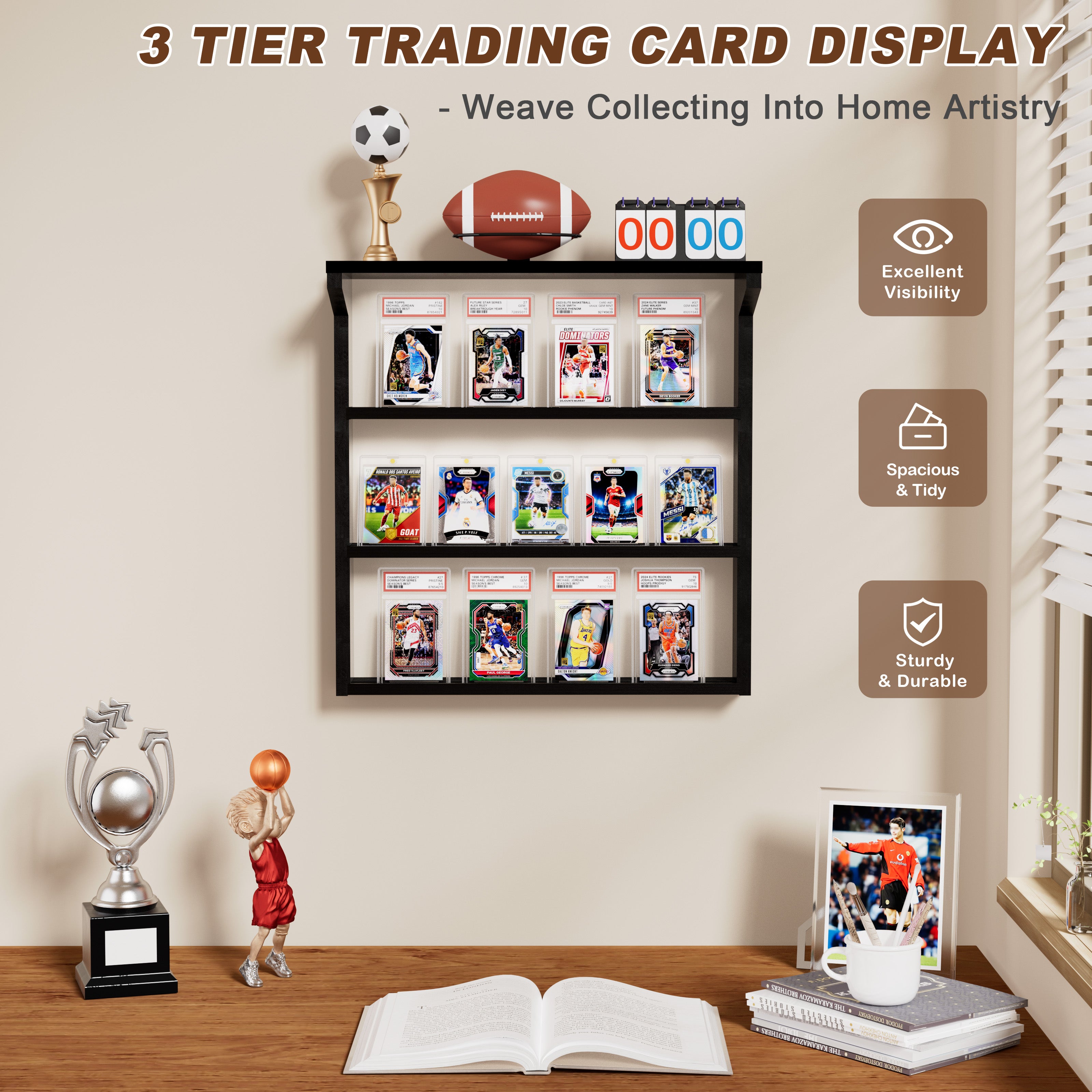 3 Tier Trading Card Display Stand for Wall