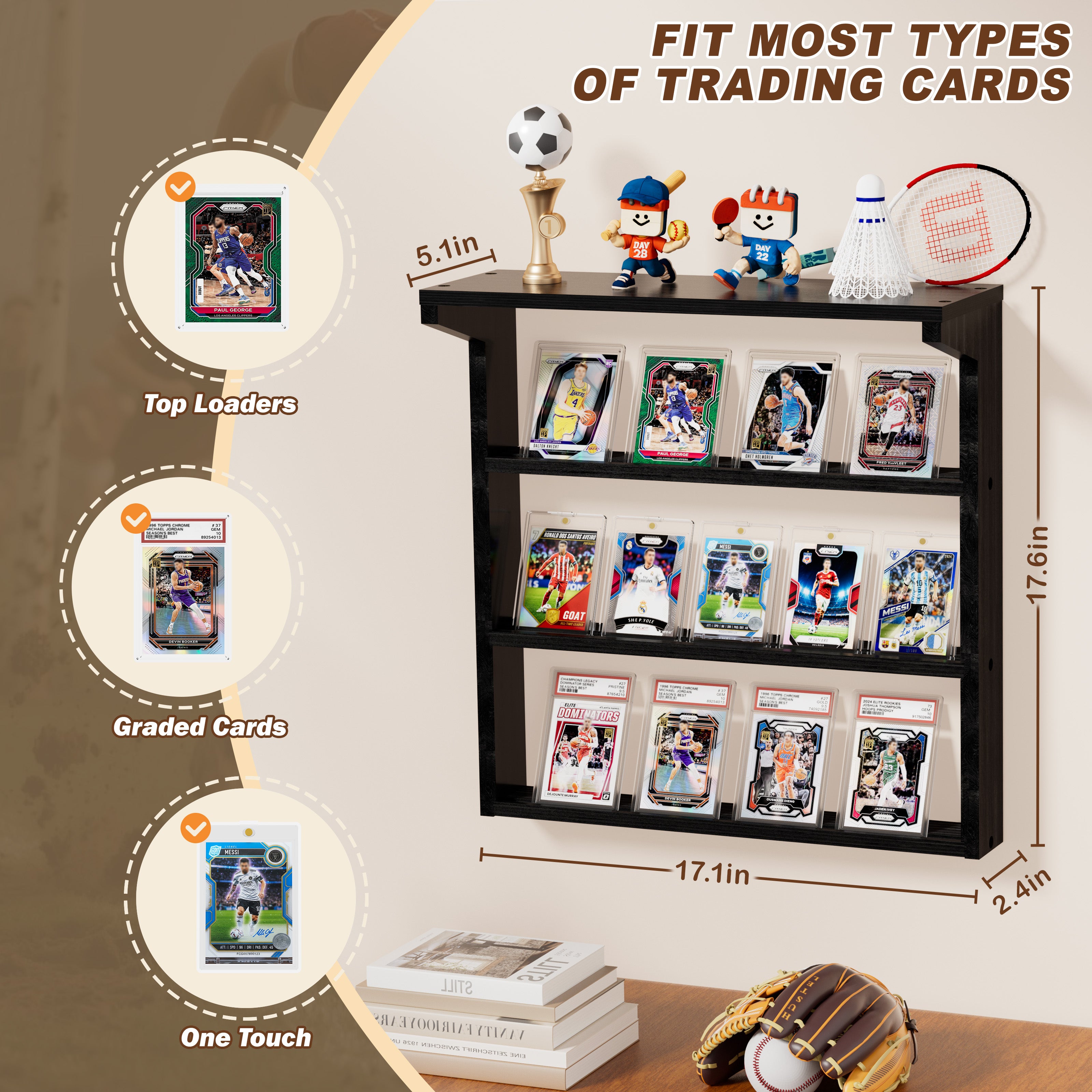 3 Tier Trading Card Display Stand for Wall