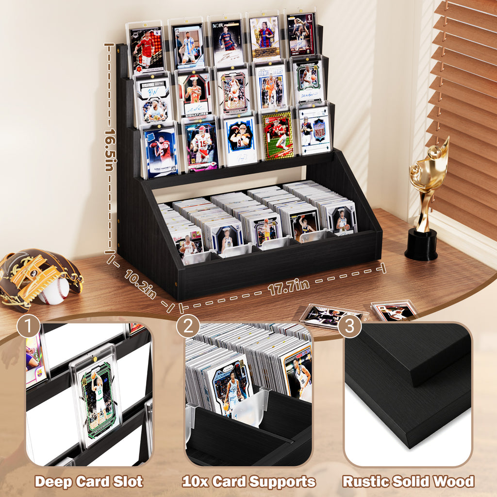 3-Tier Trading Card Display Stand,Black