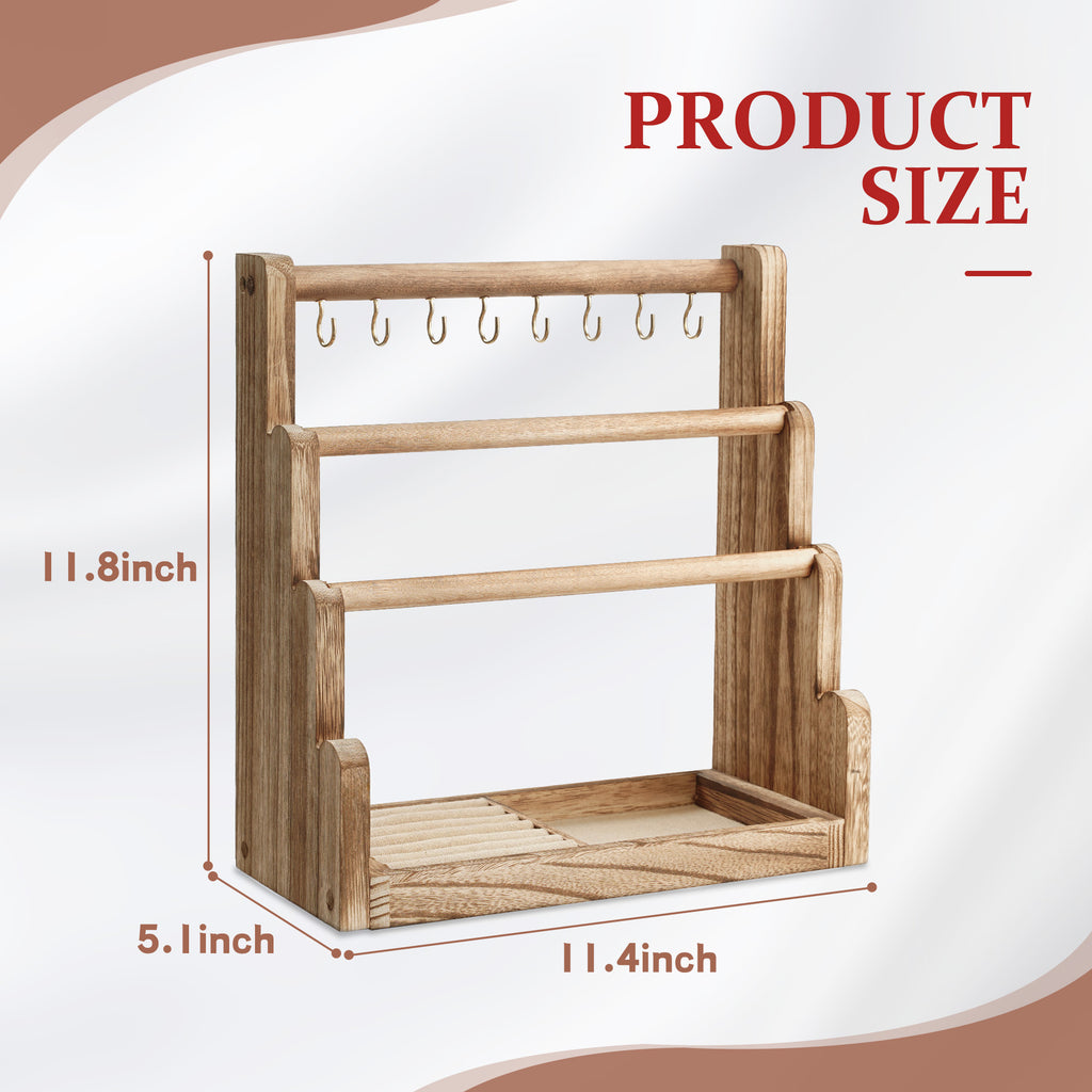 Jewelry Organizer, 4 Tier Wooden Jewelry Stands