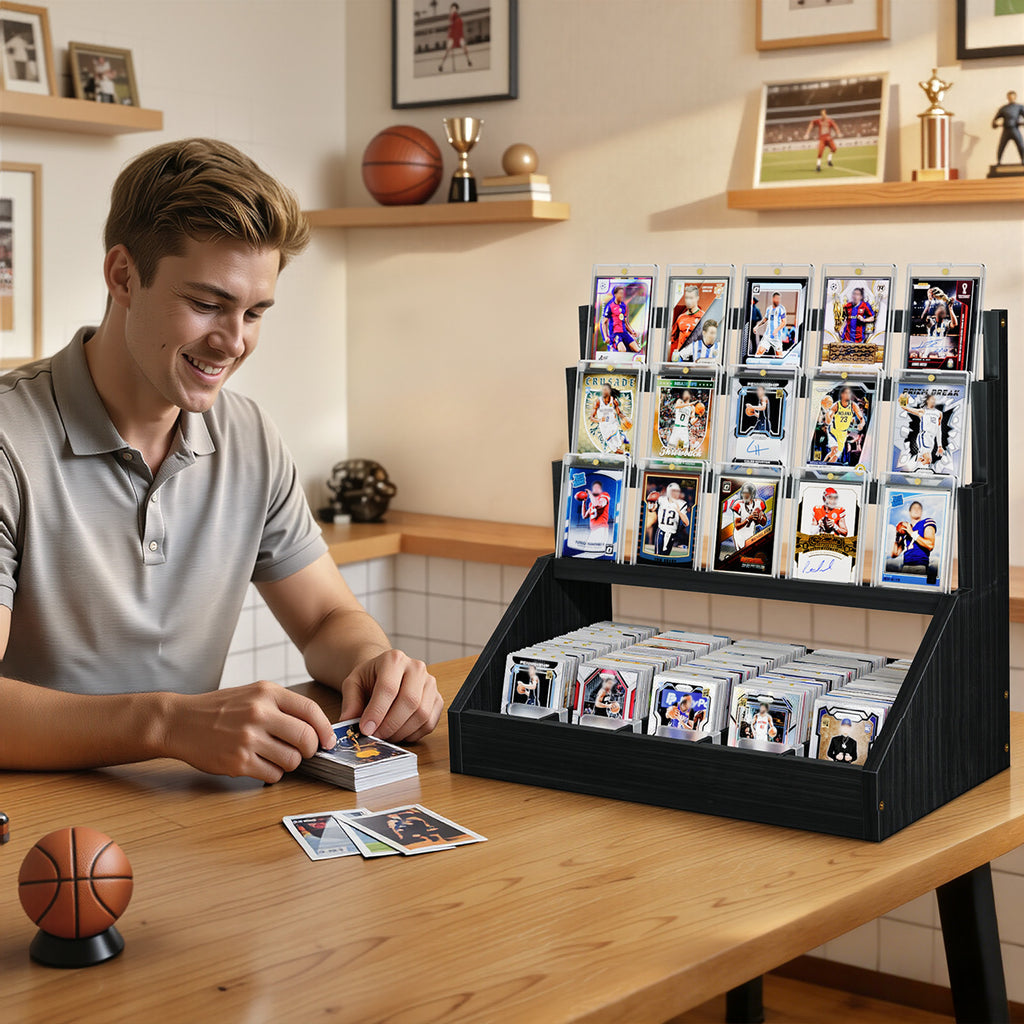 3-Tier Trading Card Display Stand,Black