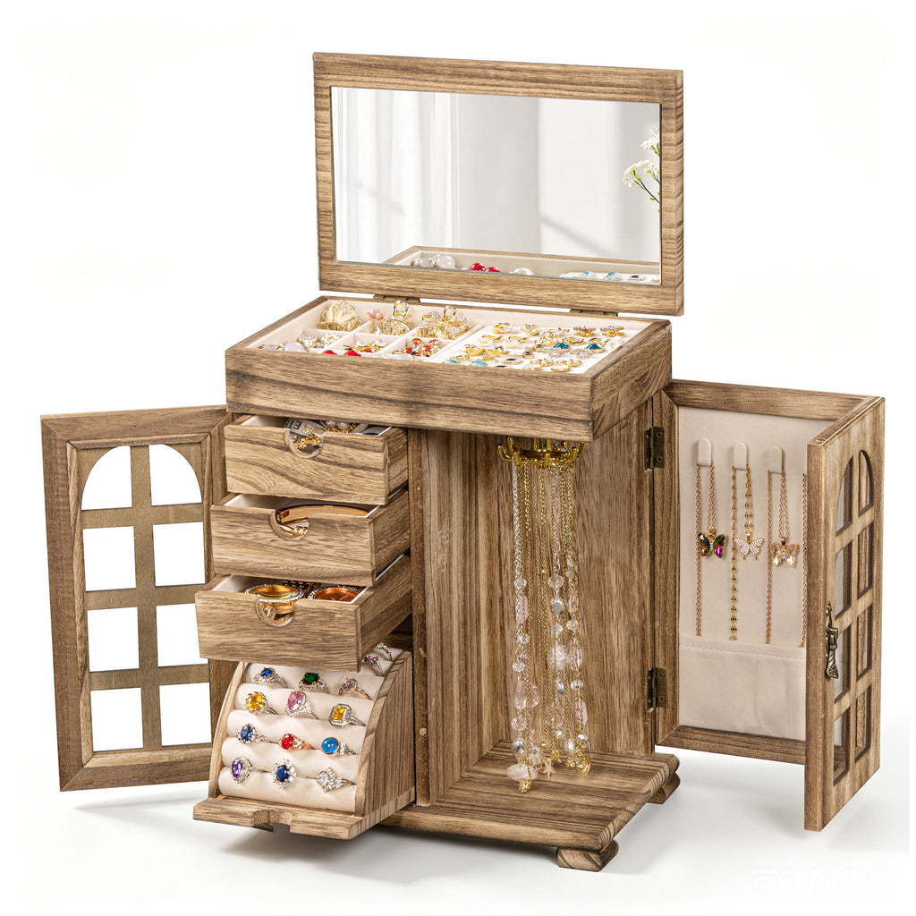 Dinmligt 5-Tier Large Wooden Jewelry Box for Women