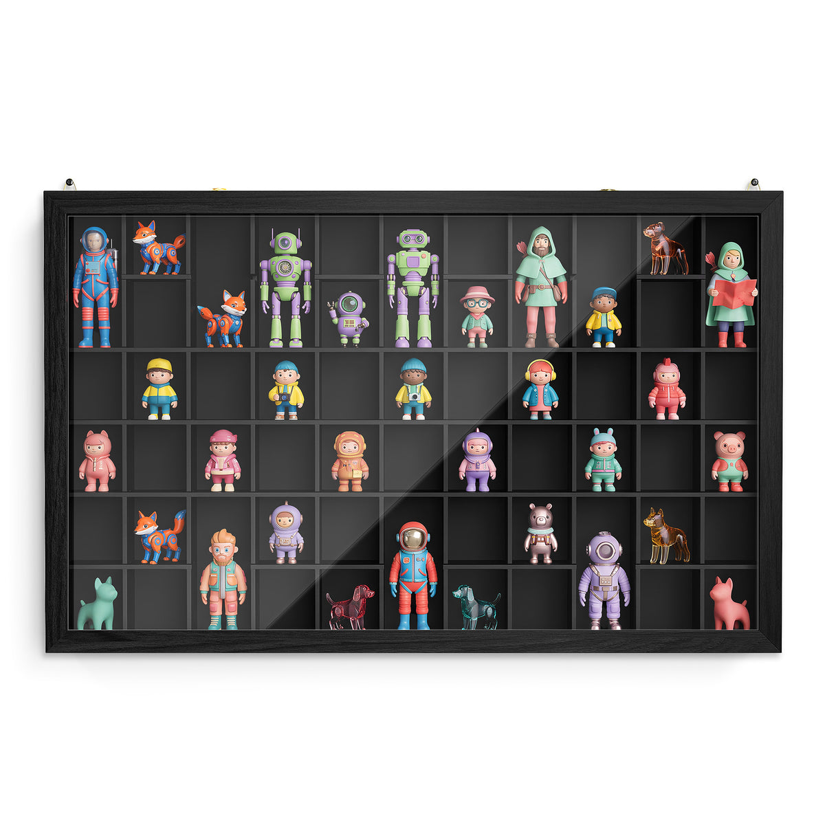 Wood Display Case, Wall Mounted Display Cabinet for Figurines Toys With Lockable Acrylic Door