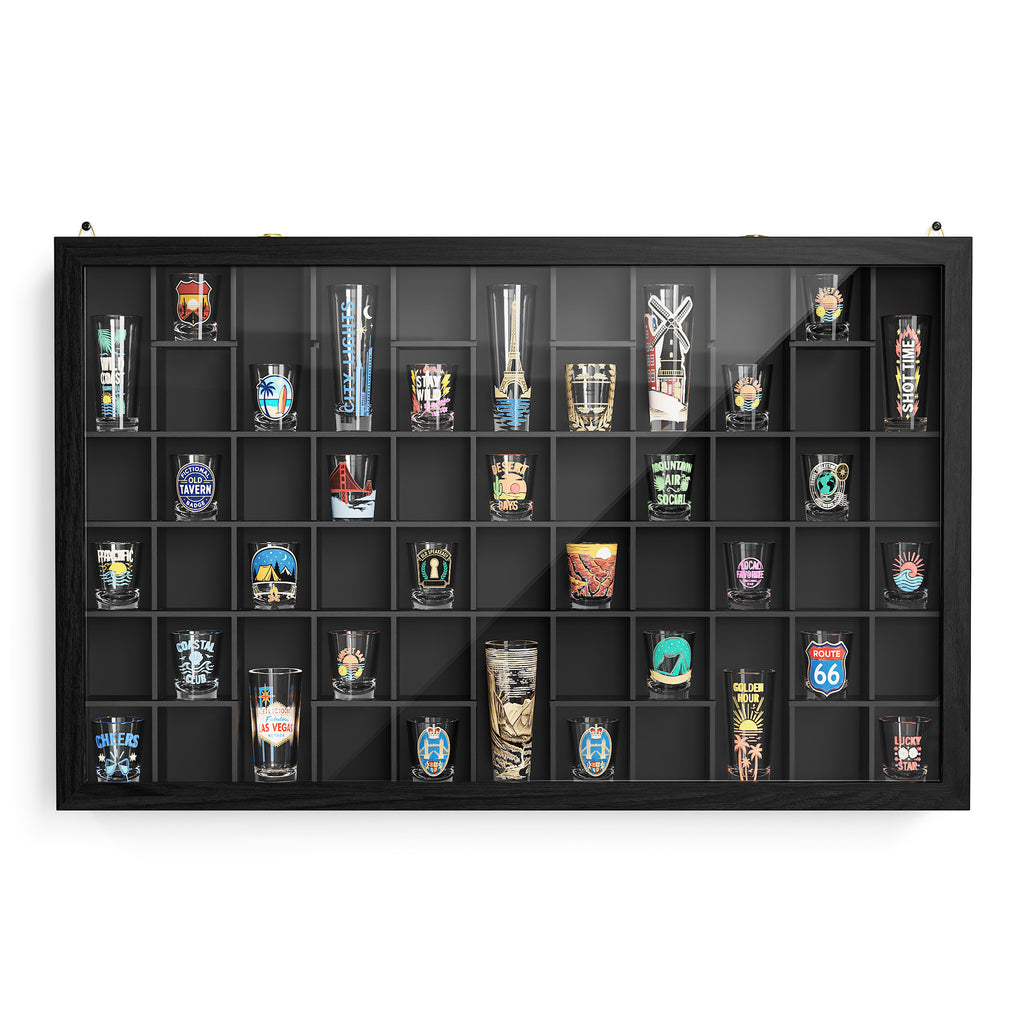 Shot Glass Display Case, Wall Mounted Display Cabinet With Lockable Acrylic Door