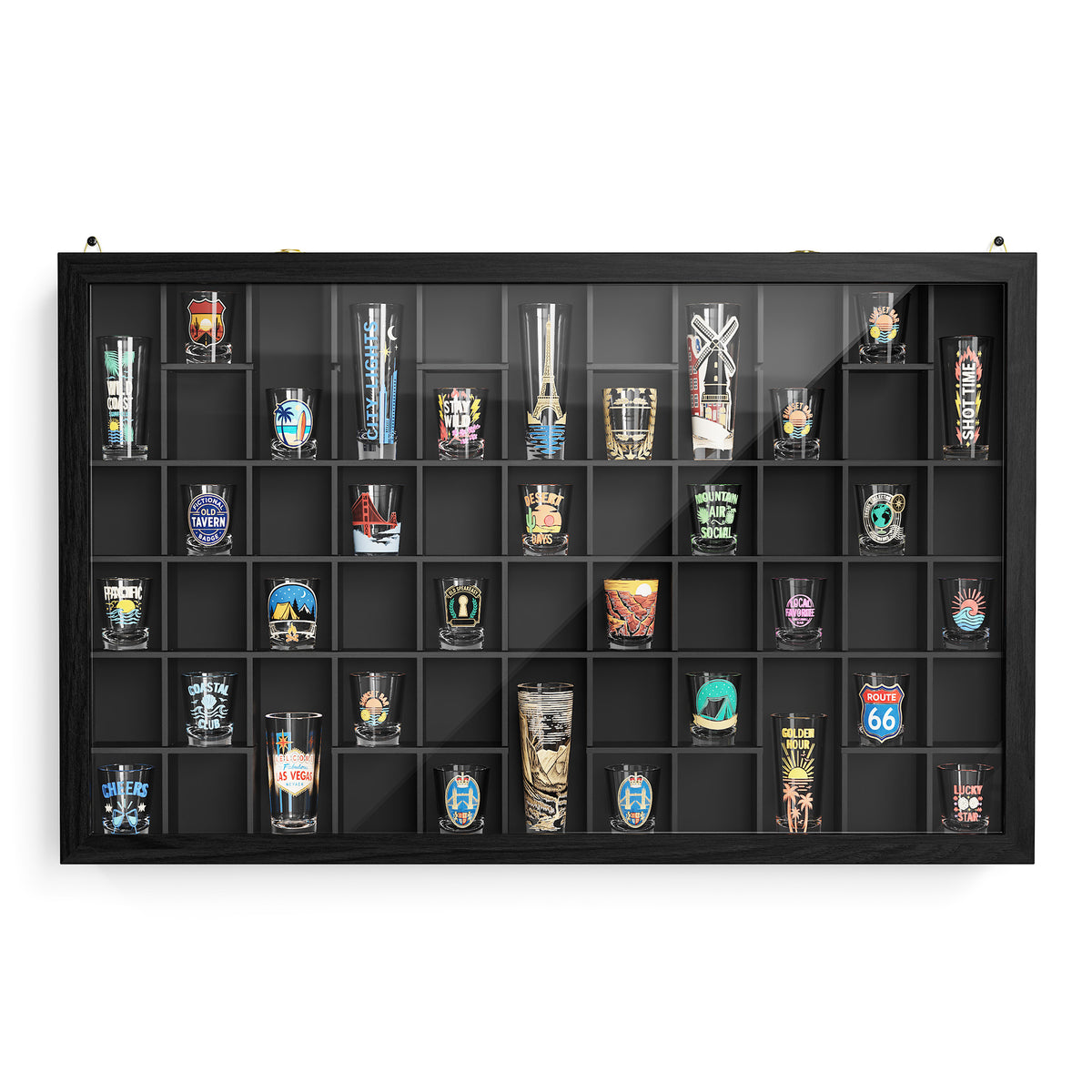 Shot Glass Display Case, Wall Mounted Display Cabinet With Lockable Acrylic Door