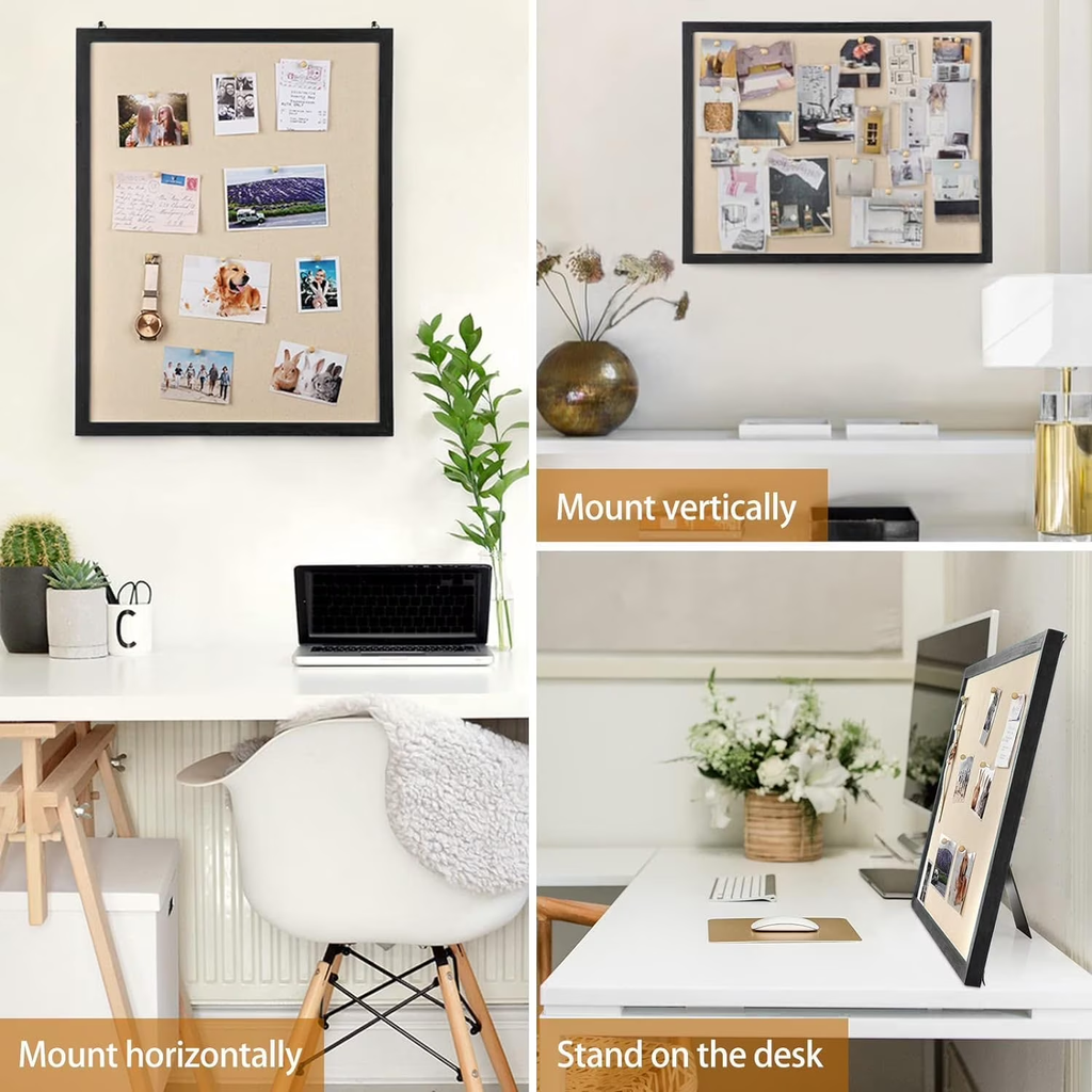 Large Bulletin Board 23x18 inch with Linen