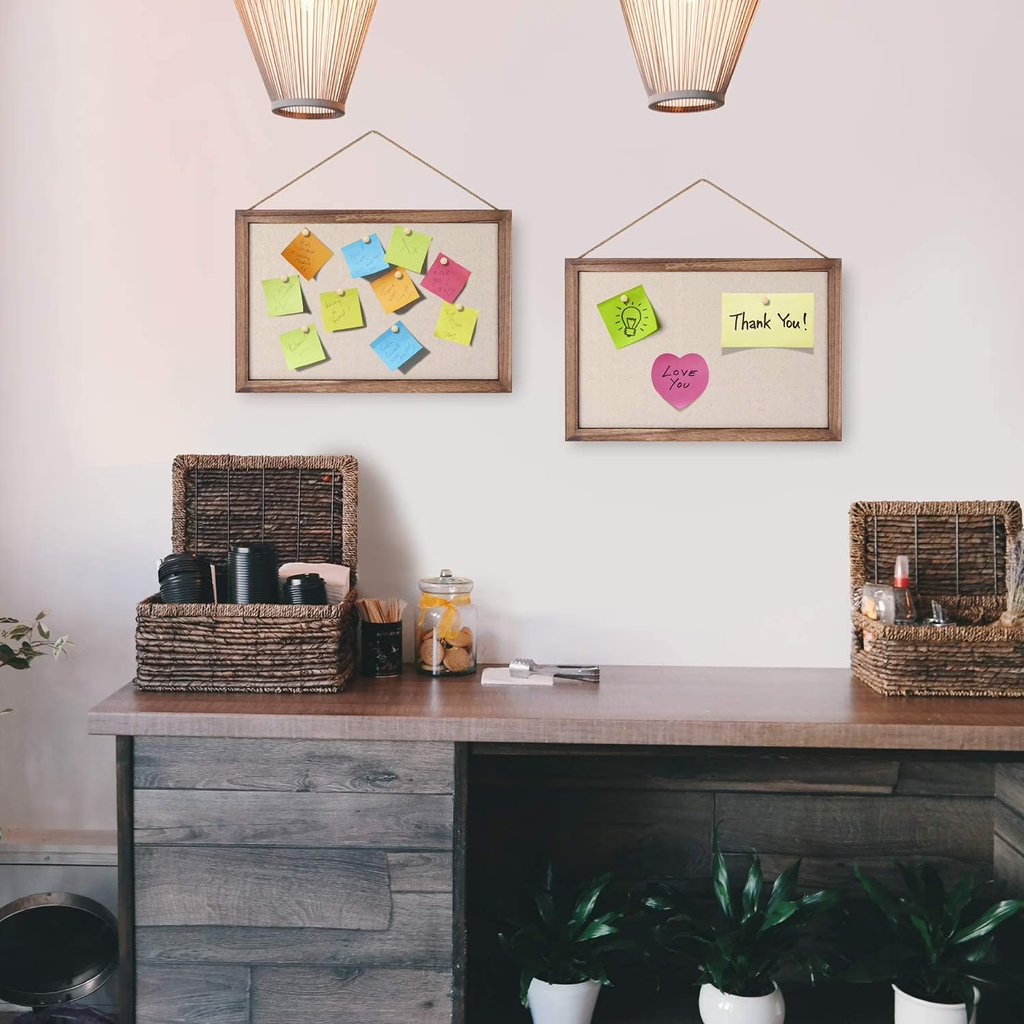 2-Pack Linen Wood Bulletin Boards