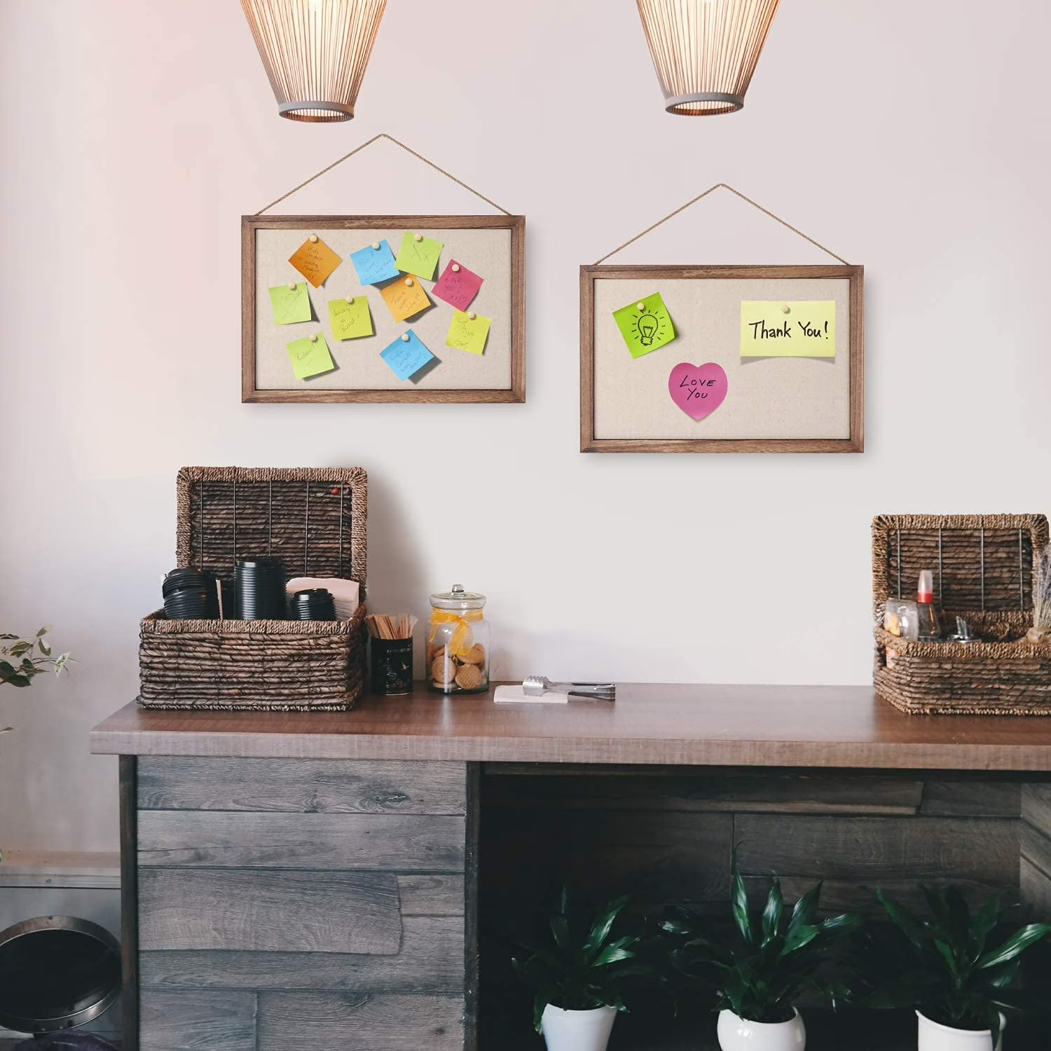 2-Pack Linen Wood Bulletin Boards