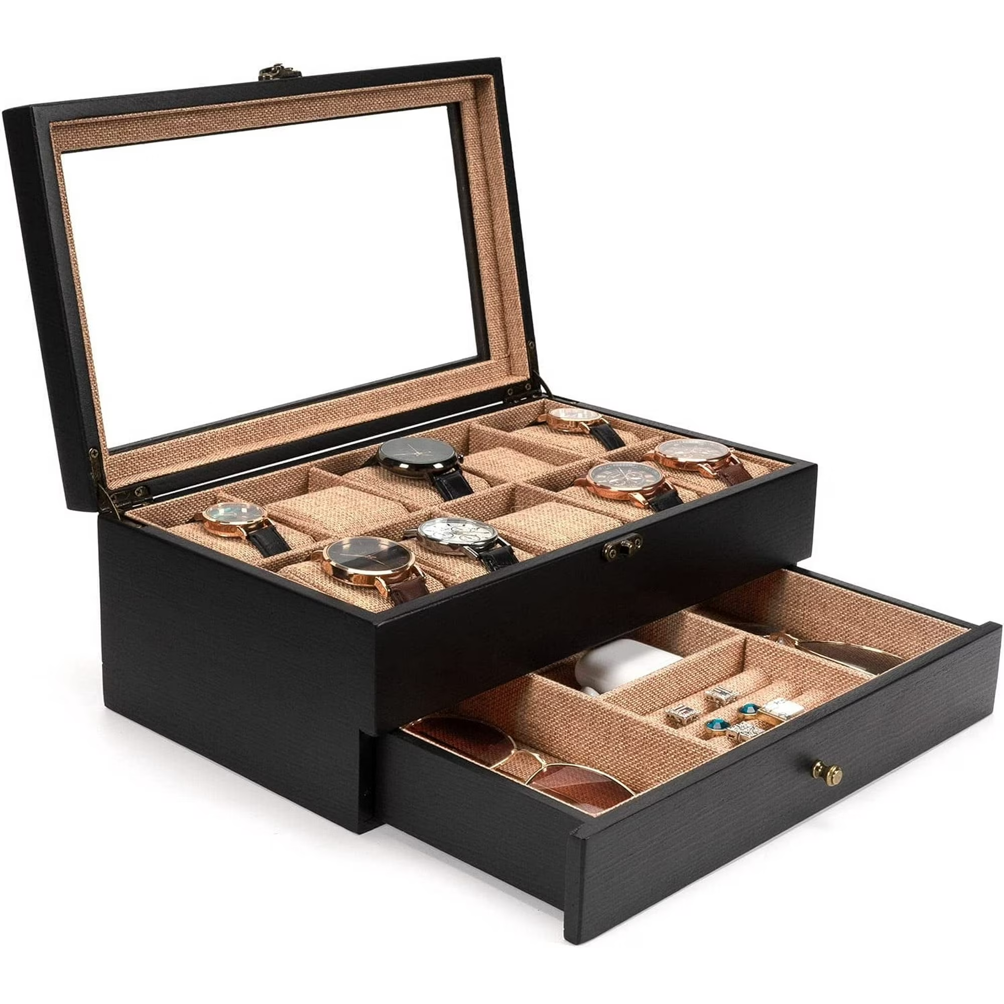 Sfugno Watch Box ,10 Slot Watch Case for Men Women