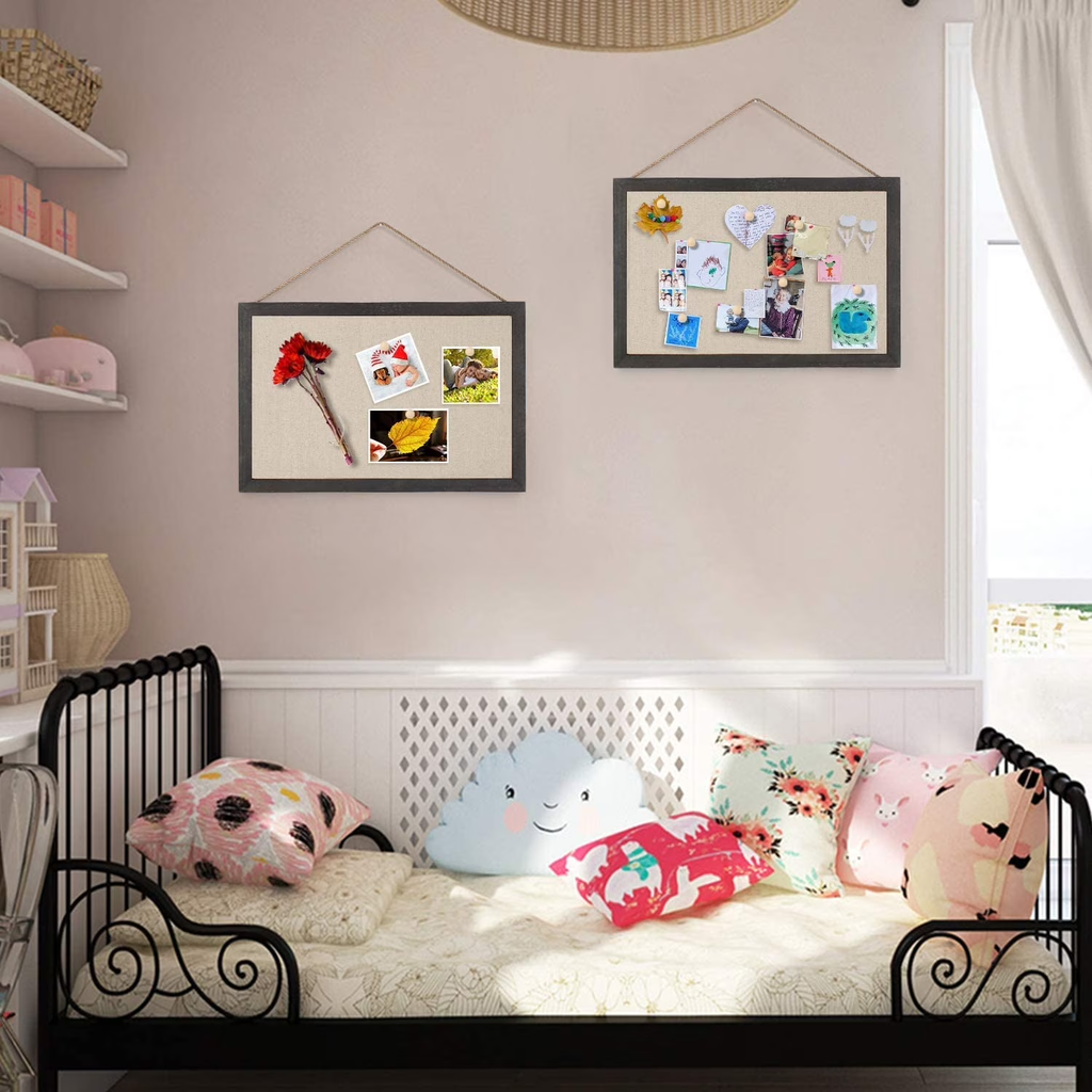 2-Pack Linen Wood Bulletin Boards