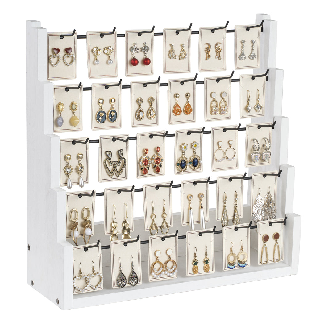 Earring Display for Vendors, 30 Hooks Solid Wood Jewelry Display for Vendors Selling