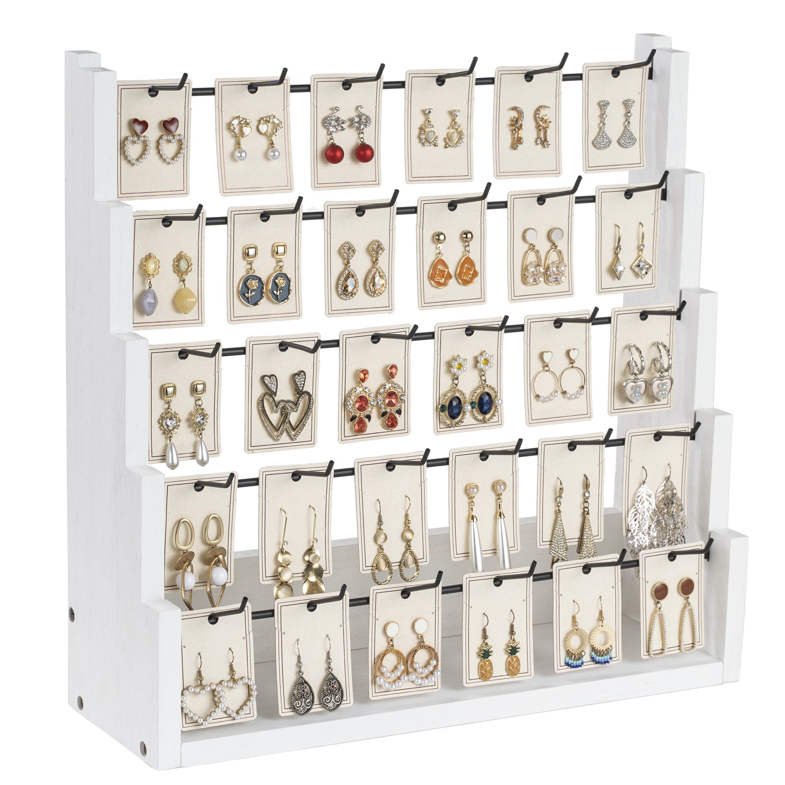 Earring Display for Vendors, 30 Hooks Solid Wood Jewelry Display for Vendors Selling