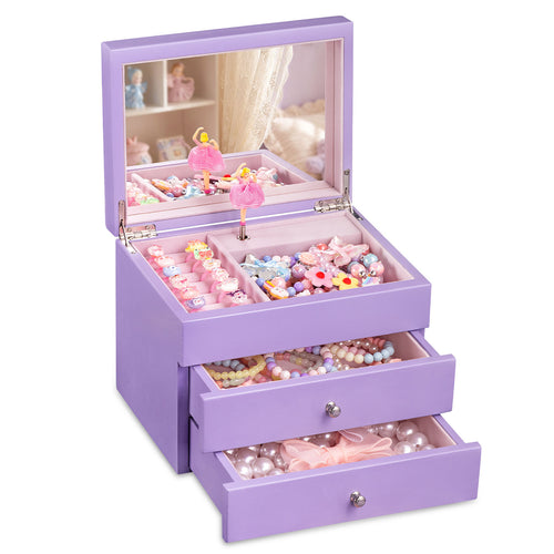 3 Layer Wooden Kids Jewelry Boxes