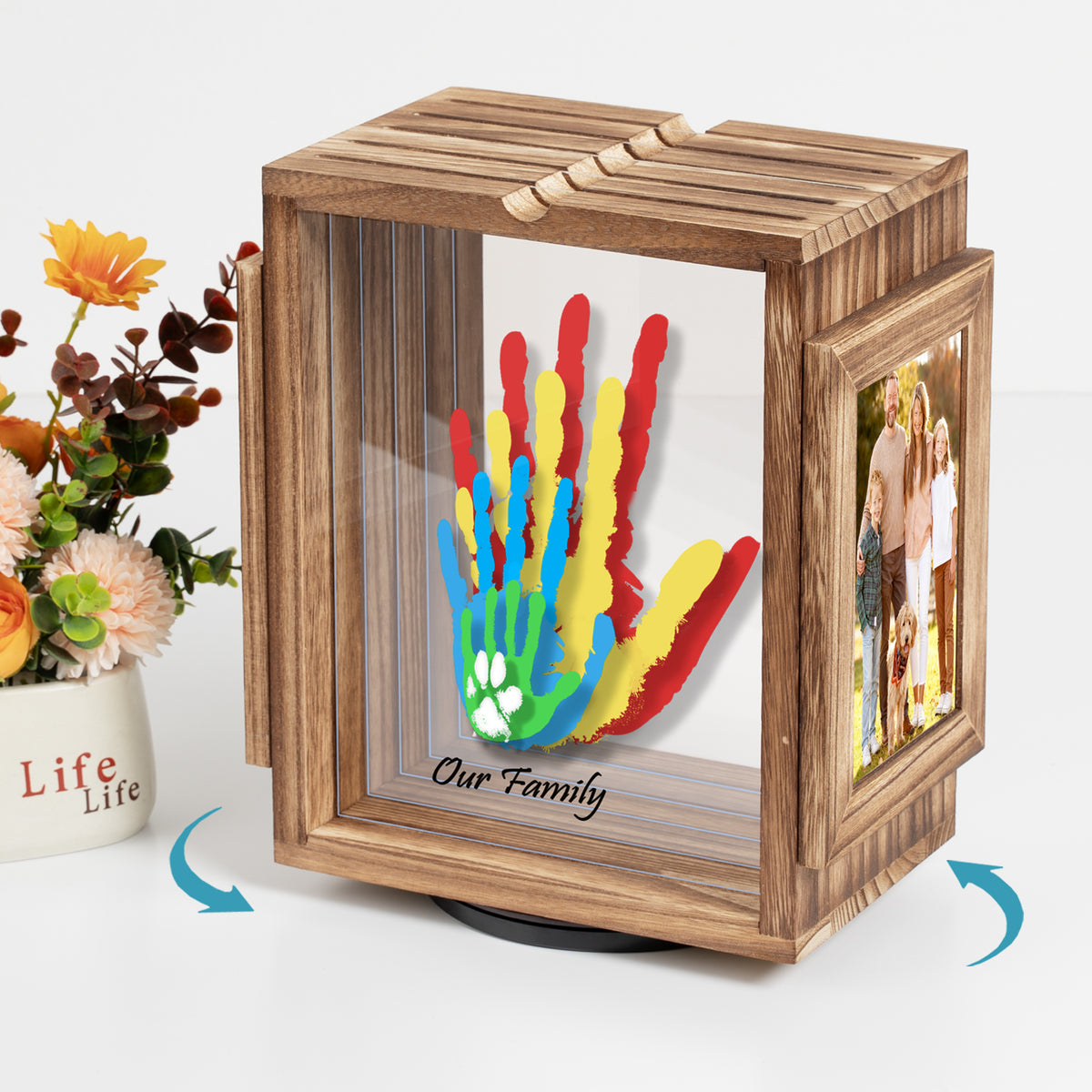 Sfugno Picture Frame for Family, Wooden Photo Frame Storage,Gift for Family