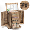 Dinmligt 5 Layer Large Wooden Jewelry Boxes & Organizers with Lock,Rustic Brown