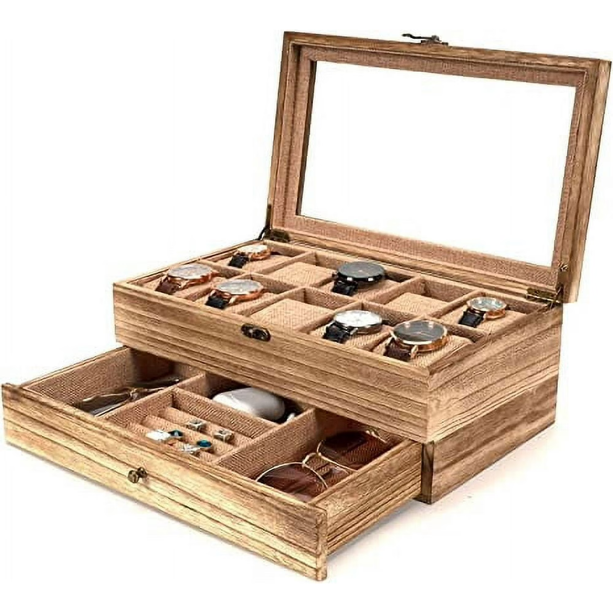 Sfugno Watch Box ,10 Slot Watch Case for Men Women