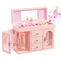 Musical Jewelry Box for Girls, Wooden Jewelry Organizer Box with Mirror