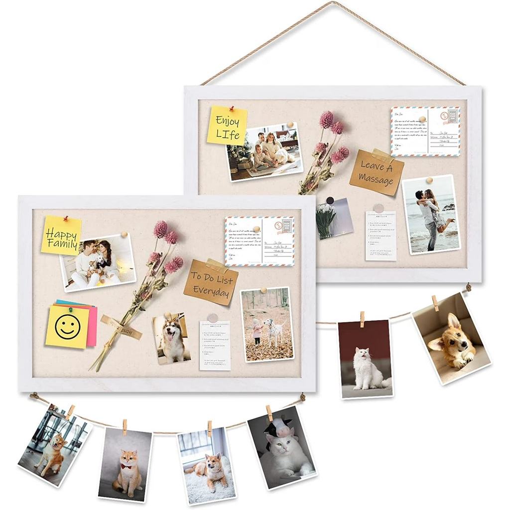 2-Pack Bulletin Board 16"x11" Cork Boards for Walls