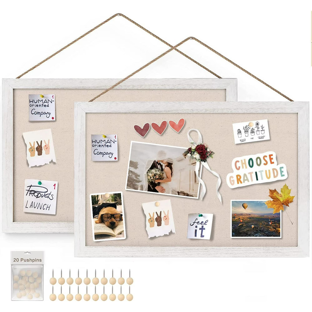 2-Pack Linen Wood Bulletin Boards