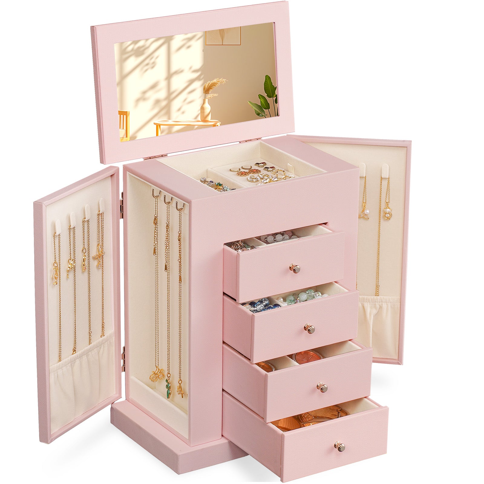 5 Layer Large Leather Jewelry Boxes
