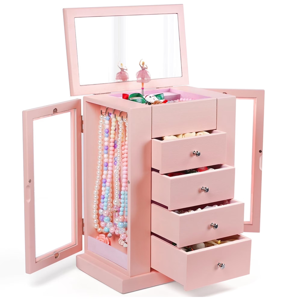 5 Layer Musical Jewelry Organizer with Spinning Dancer for Kids