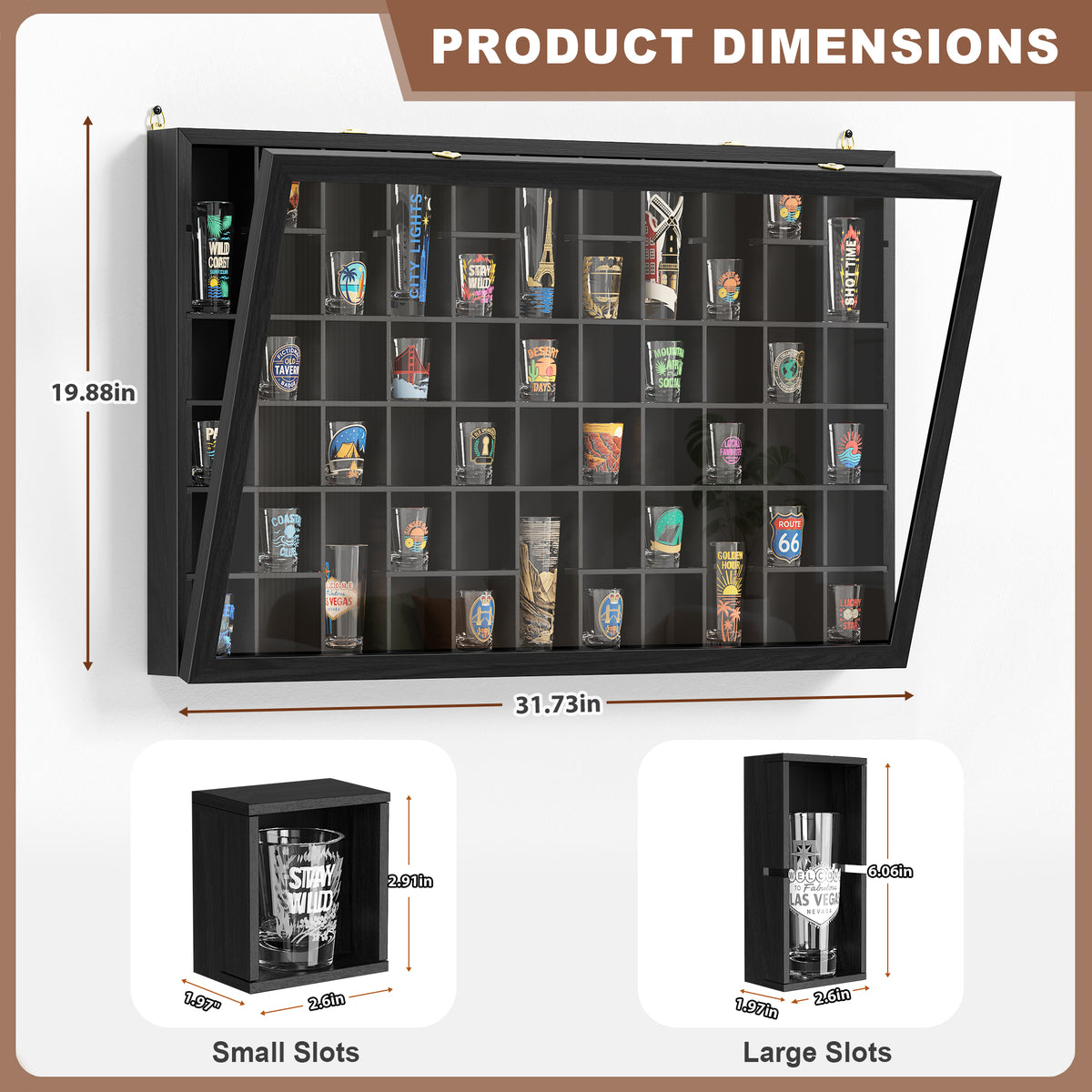 Wood Display Case, Wall Mounted Display Cabinet for Figurines Toys With Lockable Acrylic Door