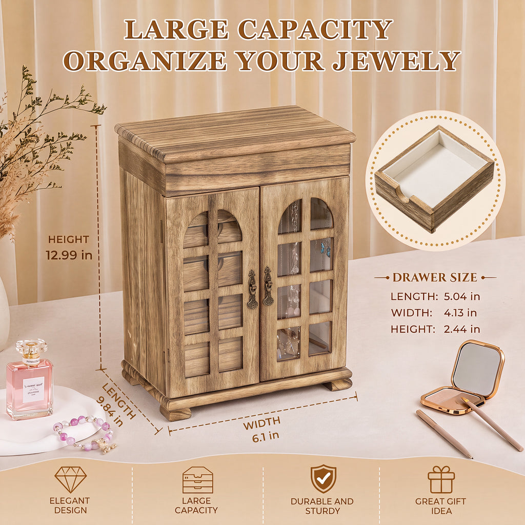 Dinmligt 5-Tier Large Wooden Jewelry Box for Women