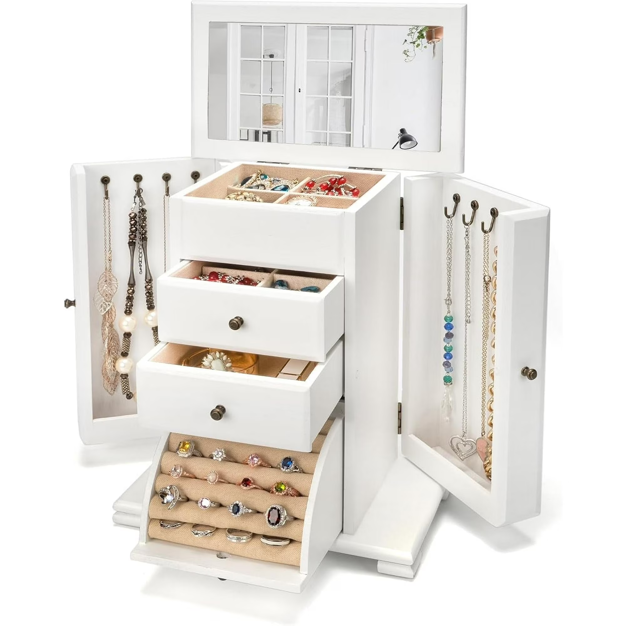 4 Layer Wooden Jewelry Boxes for Women