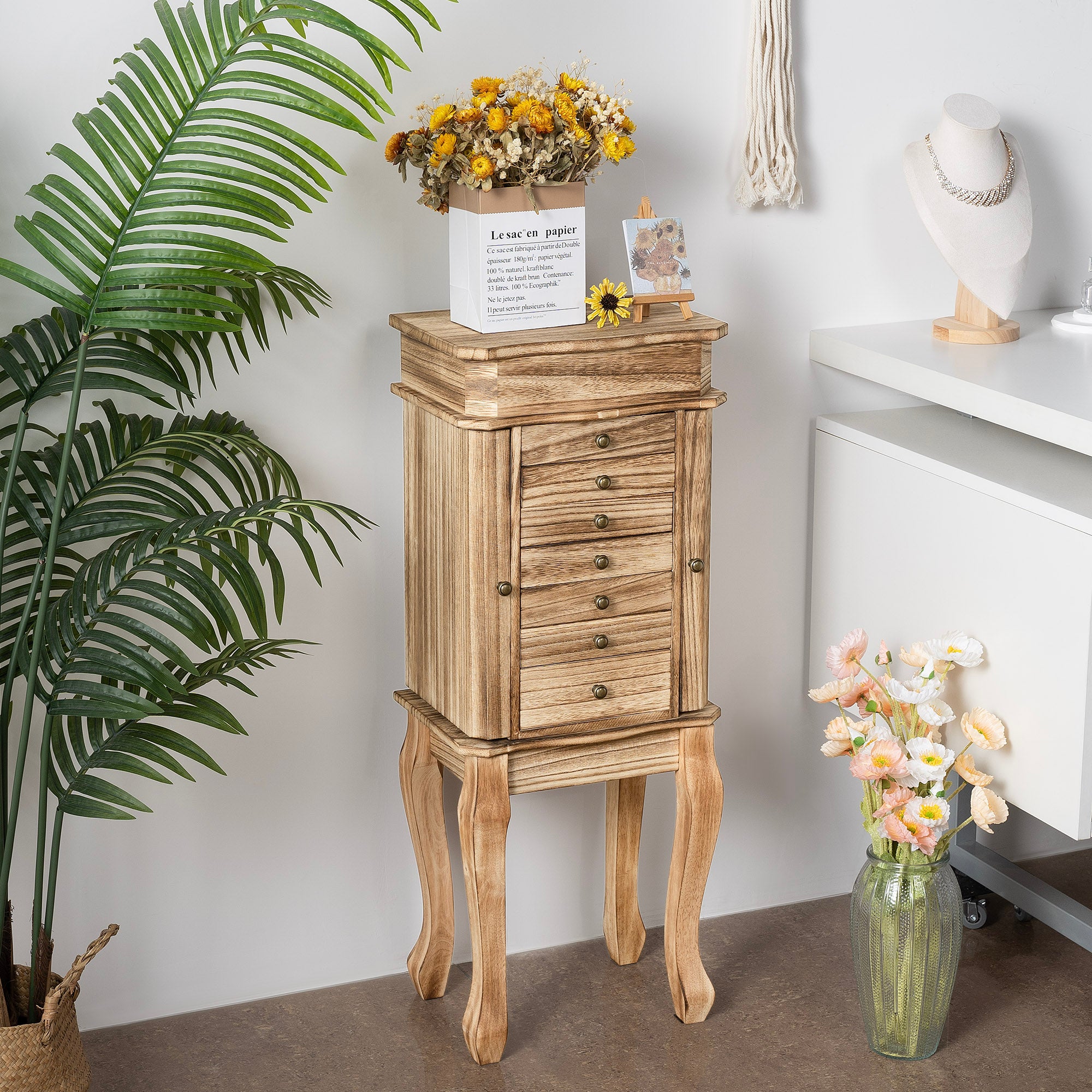 Jewelry Armoire,Standing Jewelry Cabinet with 7 Drawers
