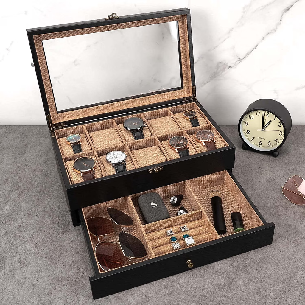Sfugno Watch Box ,10 Slot Watch Case for Men Women