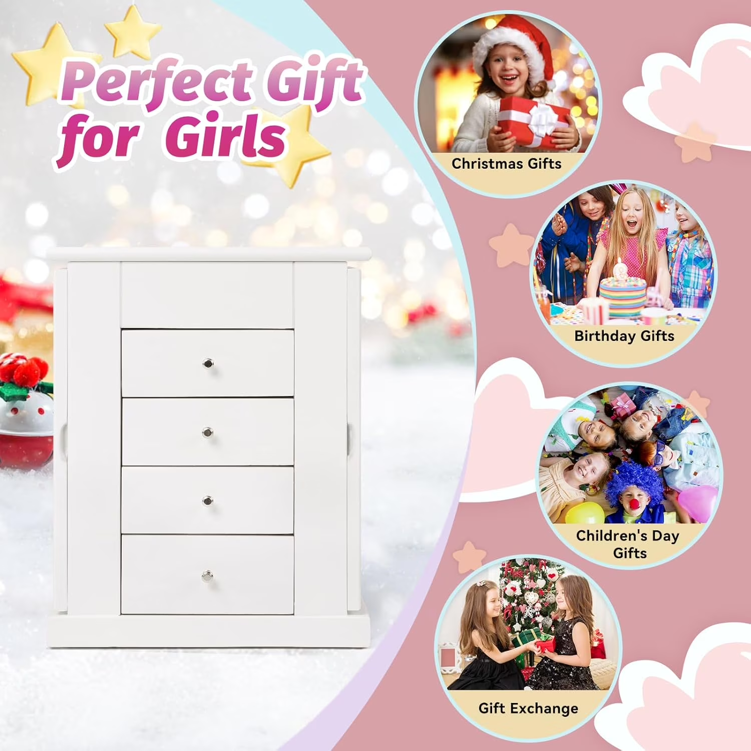 5 Layer Musical Jewelry Organizer with Spinning Dancer for Kids