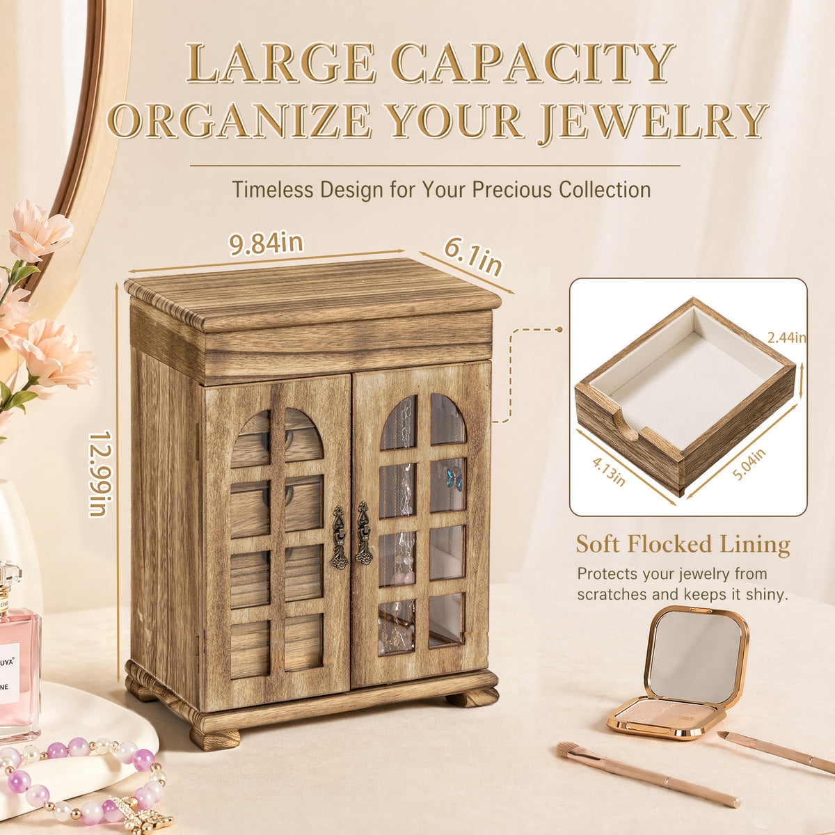 Dinmligt 5-Tier Large Wooden Jewelry Box for Women