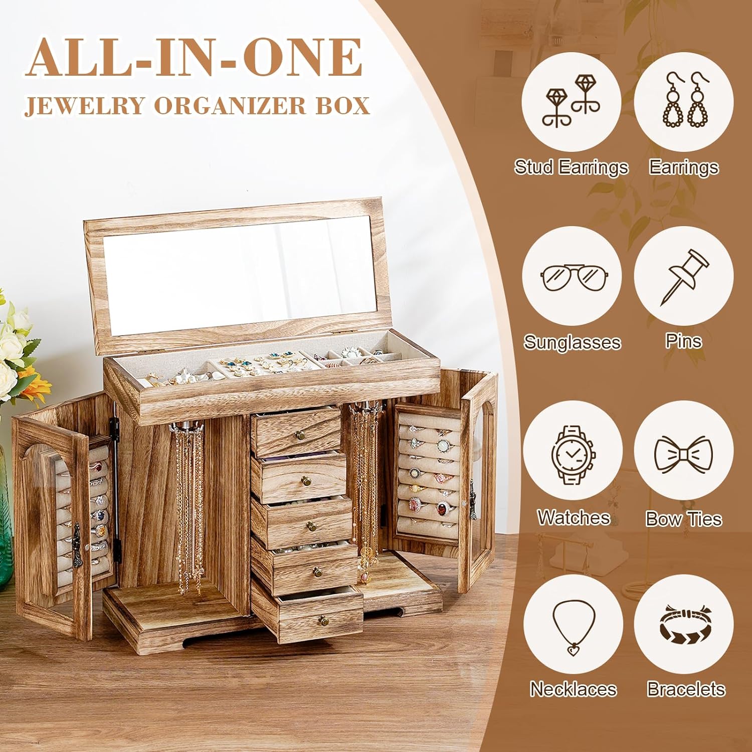 Sfugno Jewelry Box for Women Girls