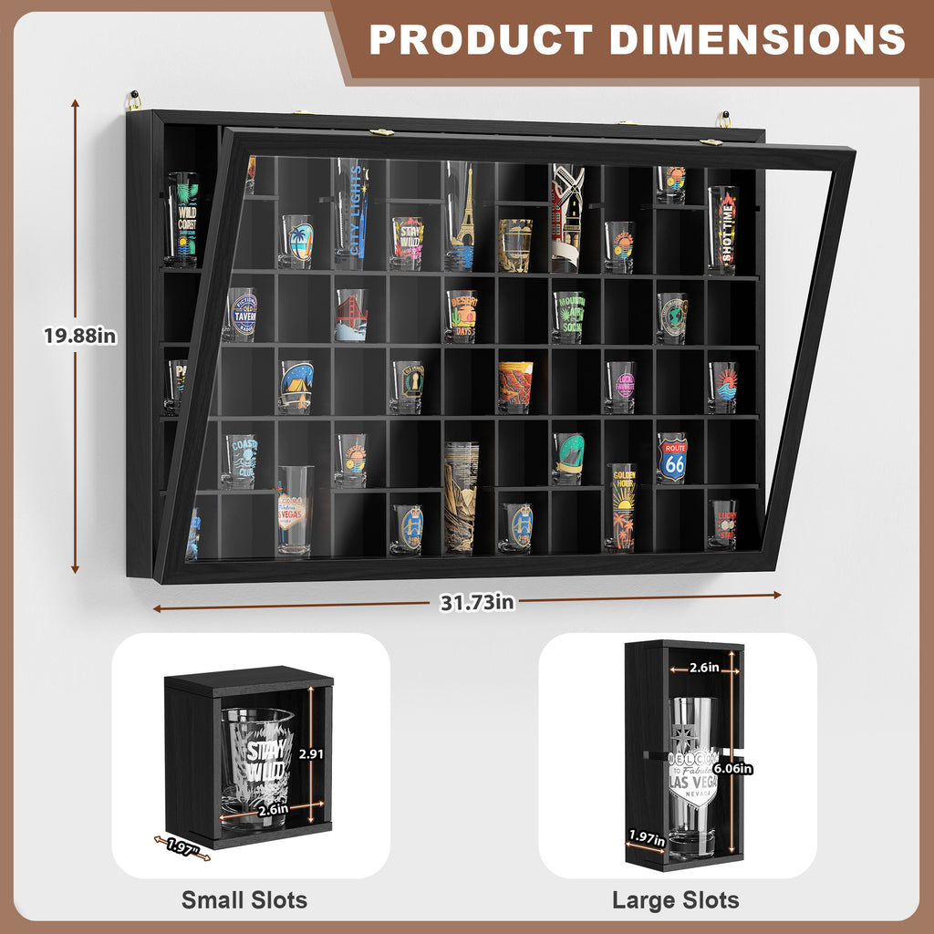 Shot Glass Display Case, Wall Mounted Display Cabinet With Lockable Acrylic Door