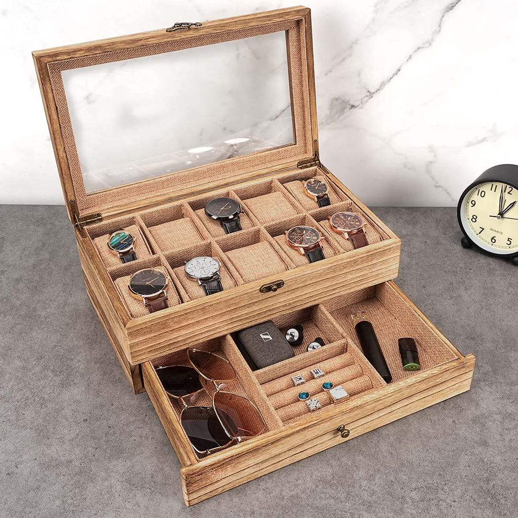 Sfugno Watch Box ,10 Slot Watch Case for Men Women