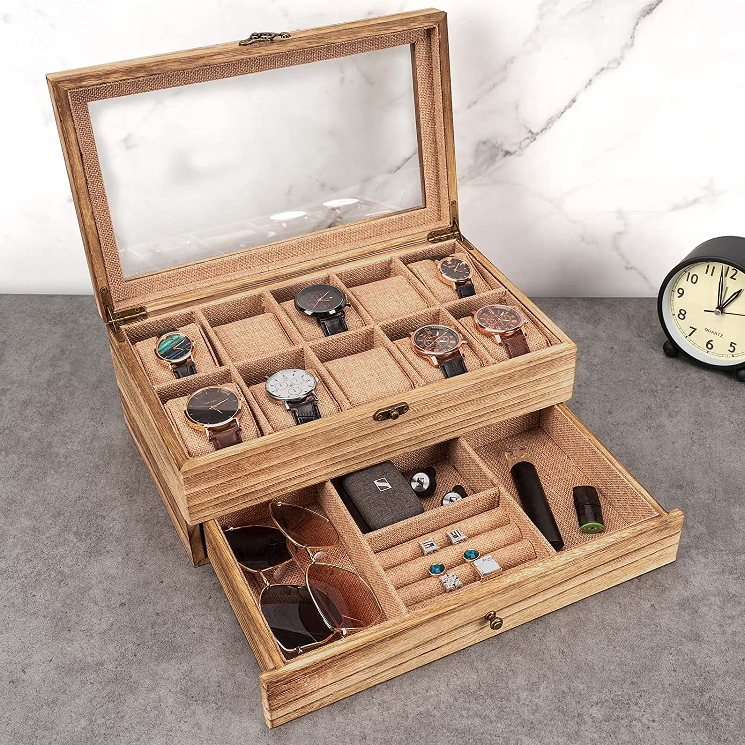 Sfugno Watch Box ,10 Slot Watch Case for Men Women