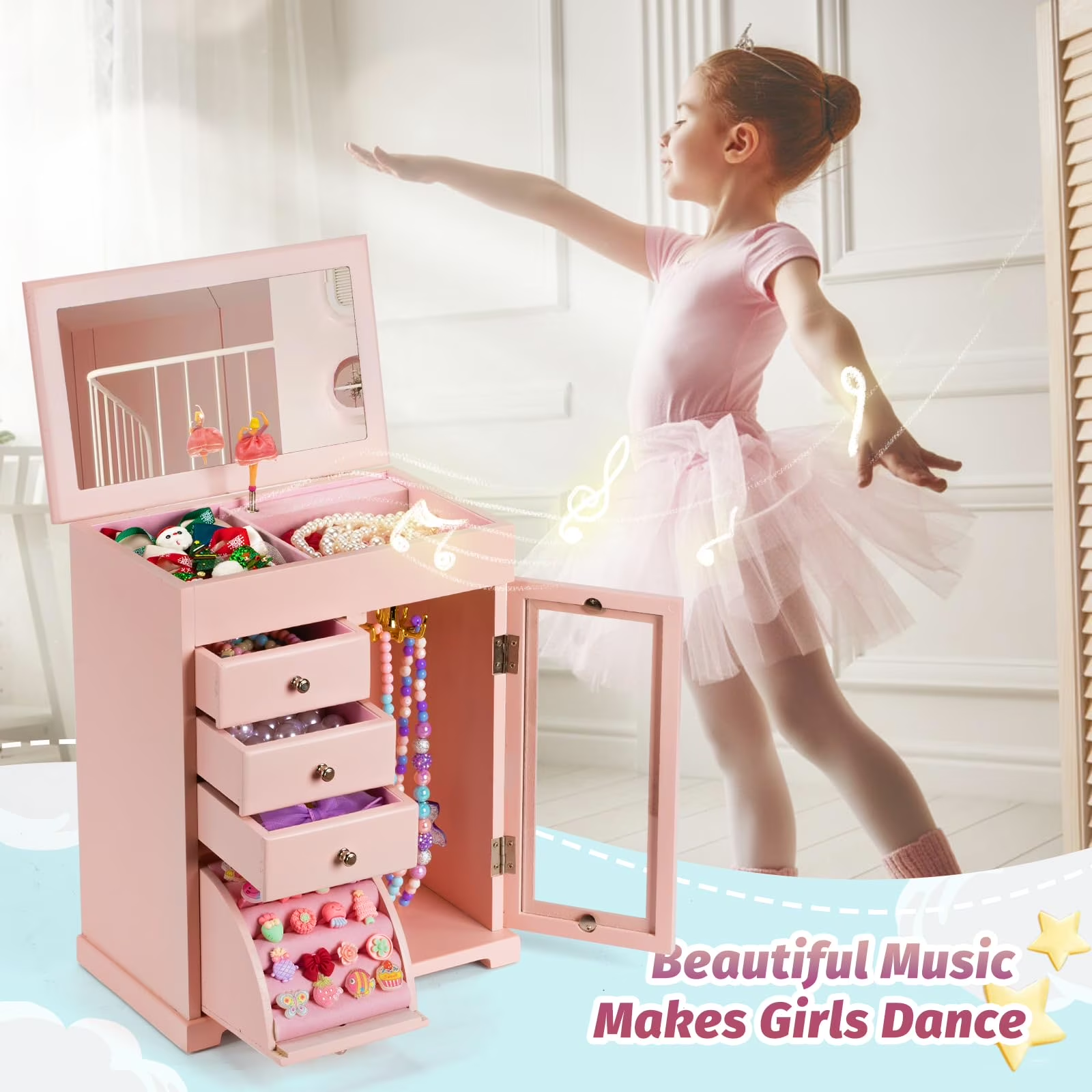 5 Layer Kids Musical Jewelry Box for Girls