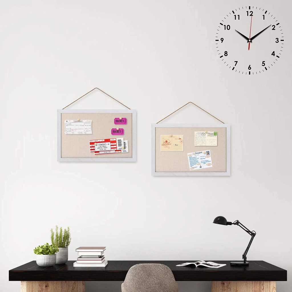 2-Pack Linen Wood Bulletin Boards