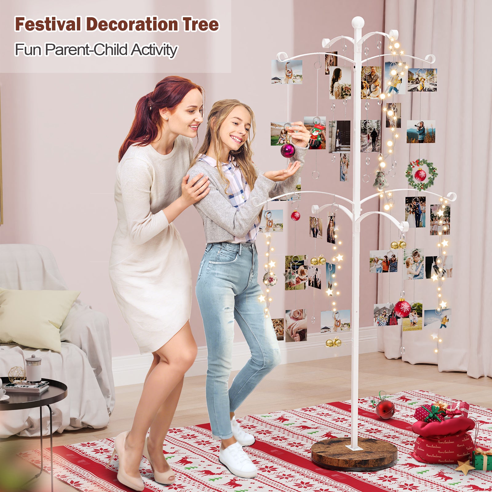 Metal Photo Display Tree,90 Clips Holder for 4x6, 5x7 Picture Frames Hanging
