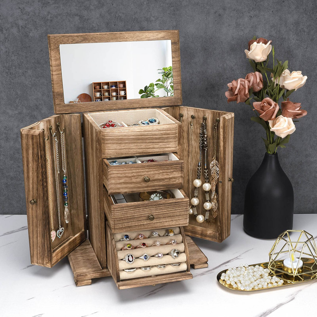 4 Layer Wooden Jewelry Boxes for Women