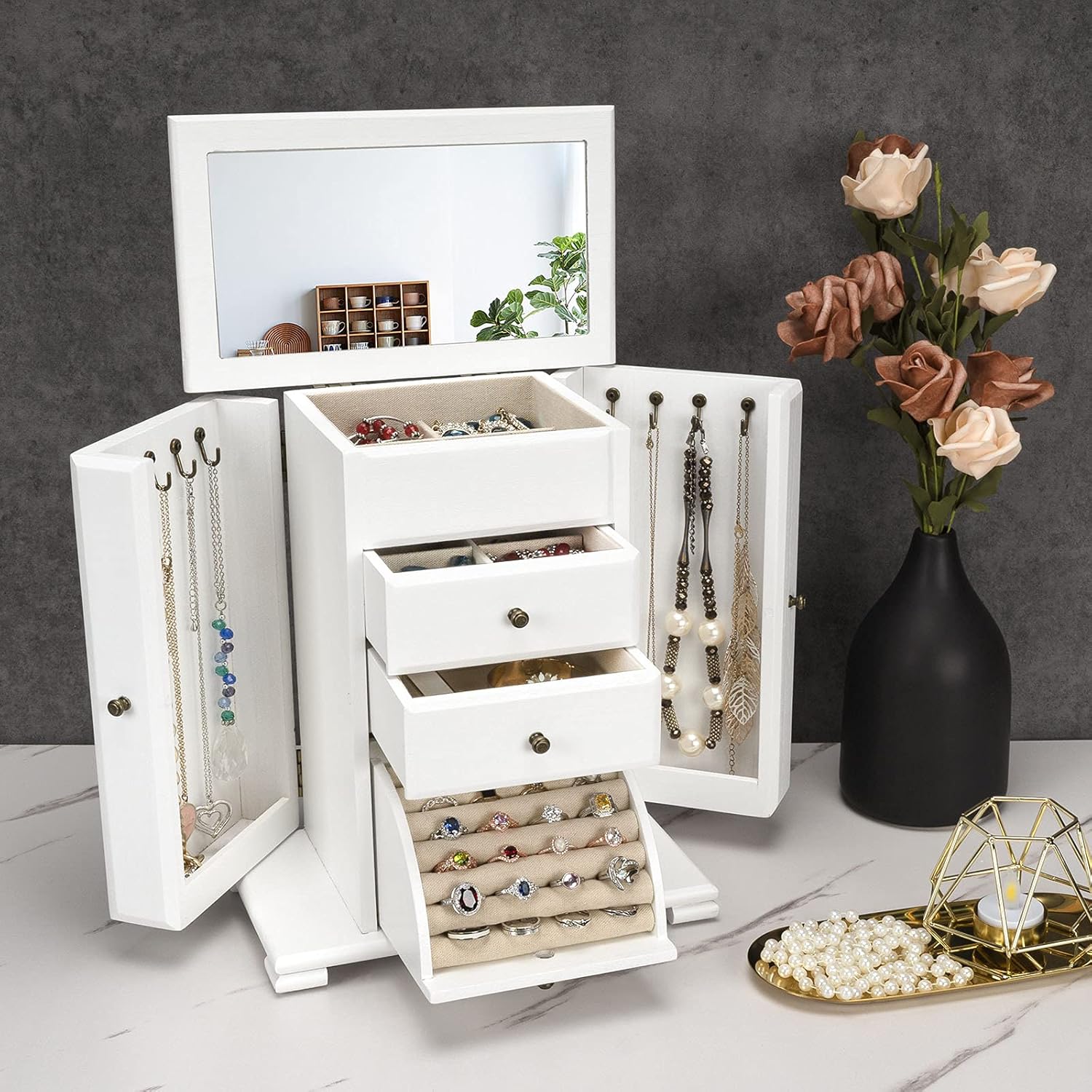 4 Layer Wooden Jewelry Boxes for Women