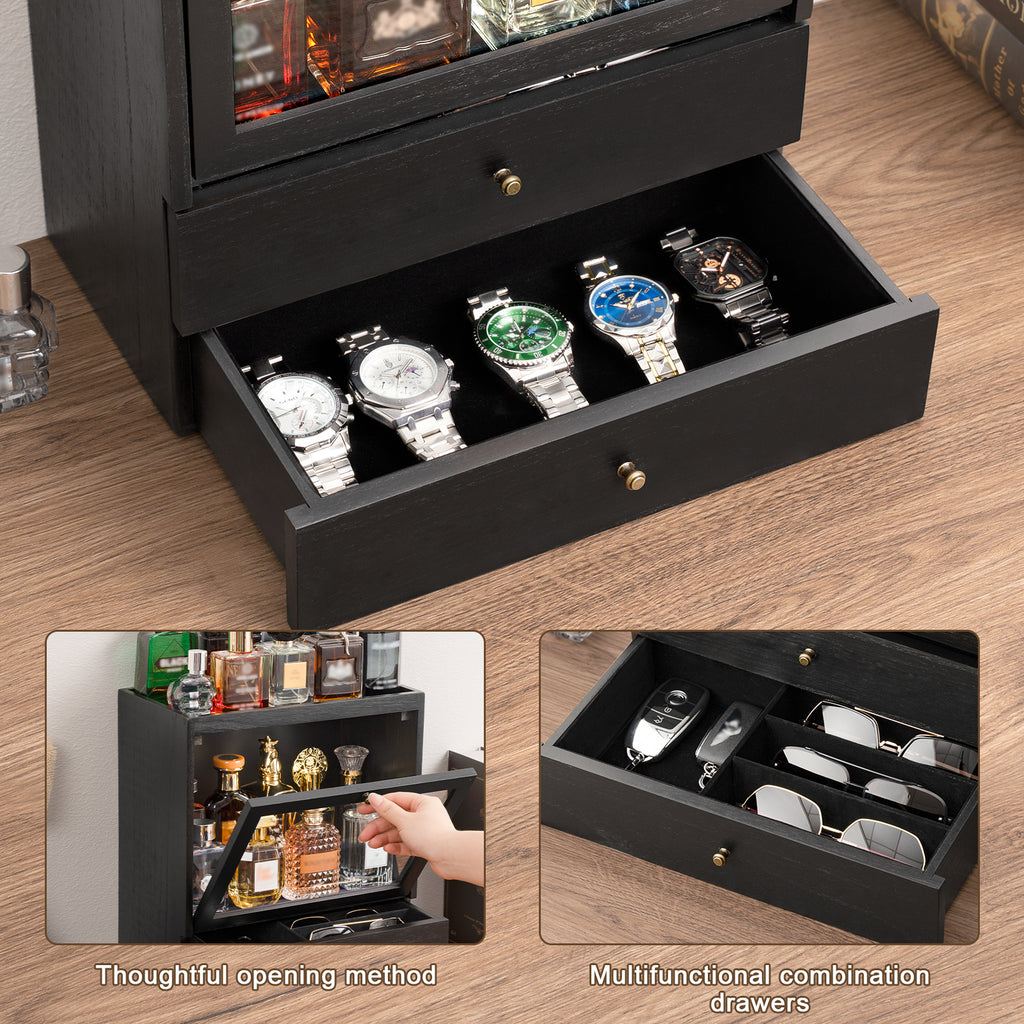 Dinmligt Cologne Organizer, 4 Tier Vertical Wood Perfume Stand for Men