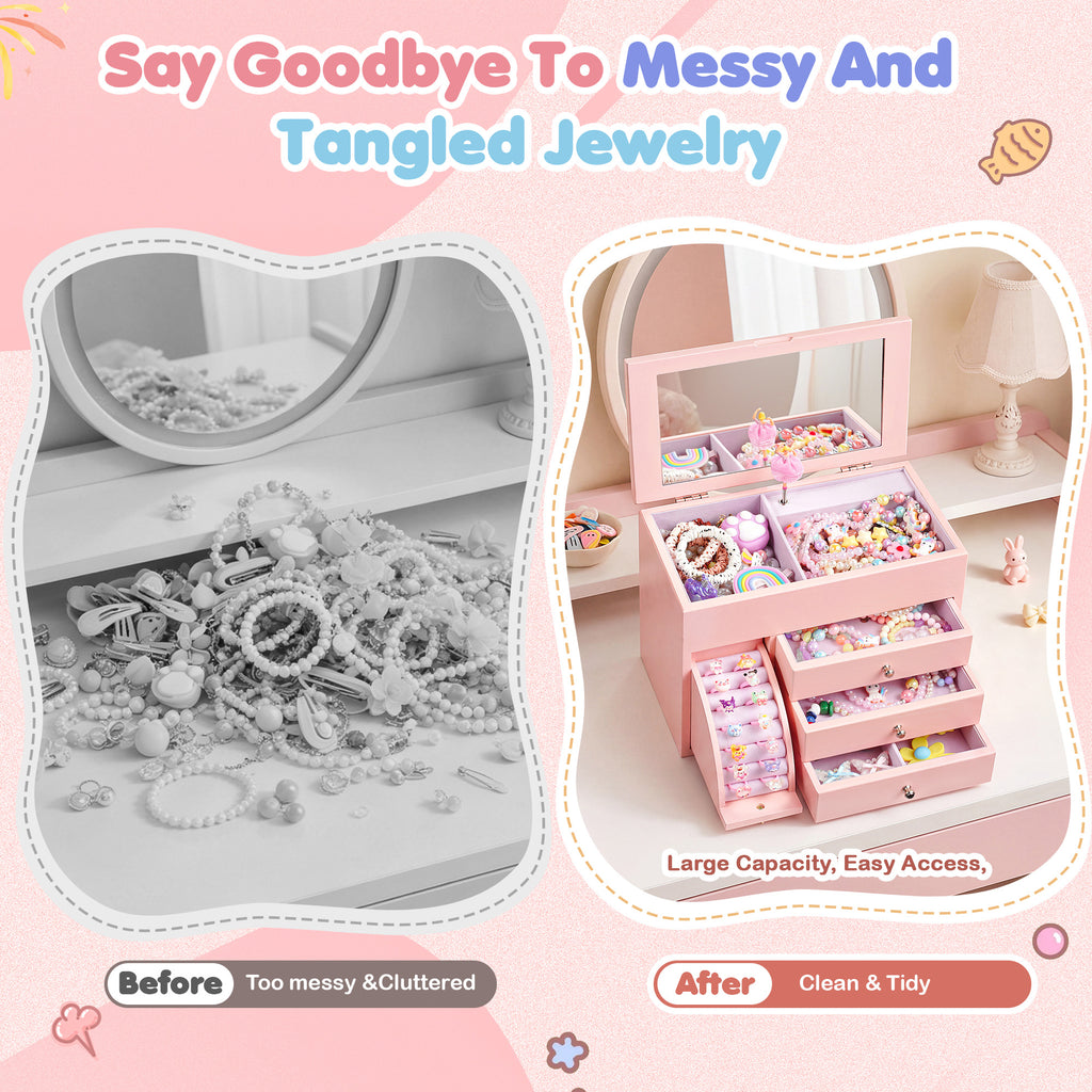 Musical Jewelry Box for Girls, Kids Jewelry Box with Spinning Dancer