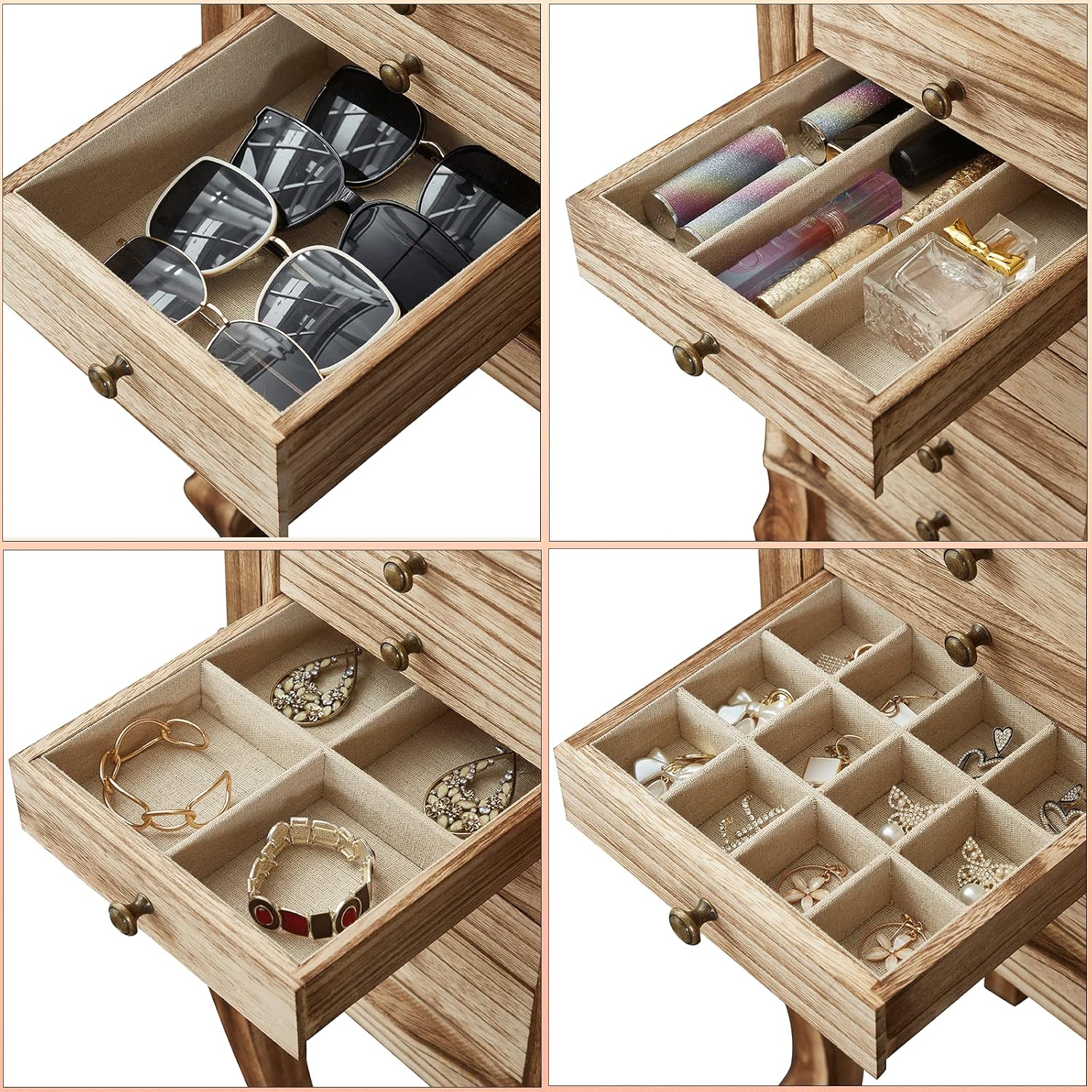 Jewelry Armoire,Standing Jewelry Cabinet with 7 Drawers