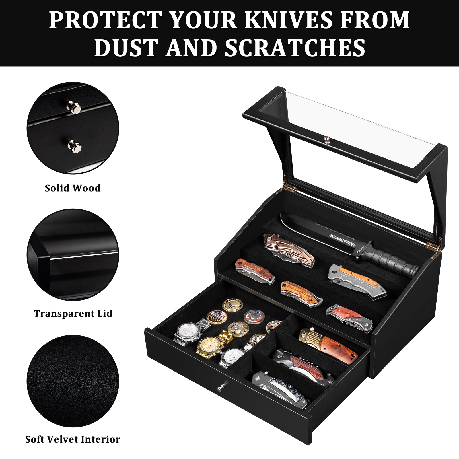 Knife Display Case for Pocket Knife Collections