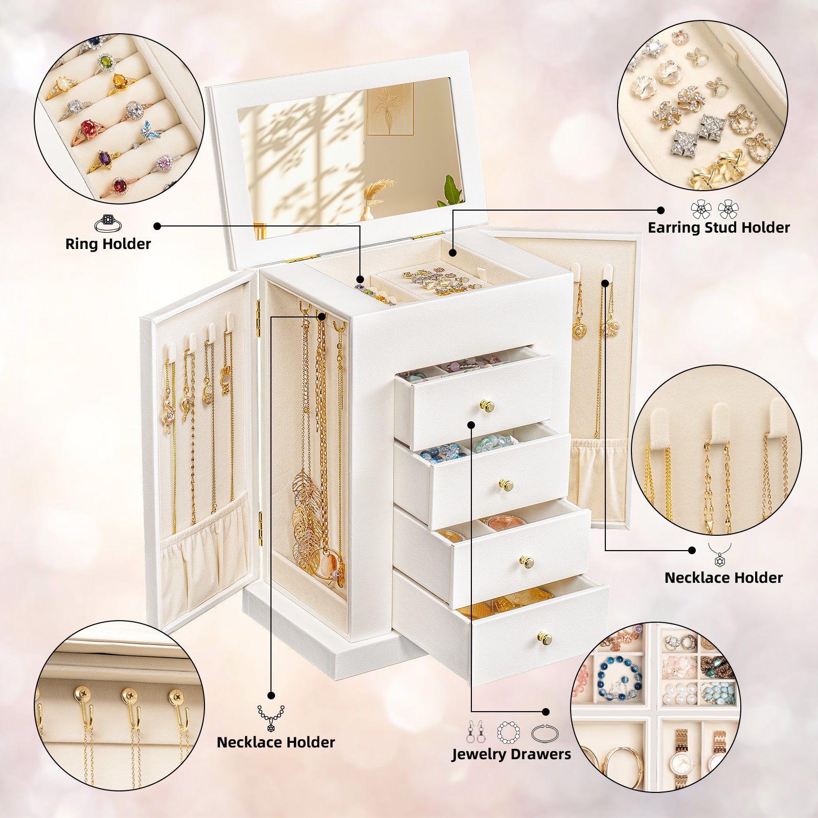 5 Layer Large Leather Jewelry Boxes