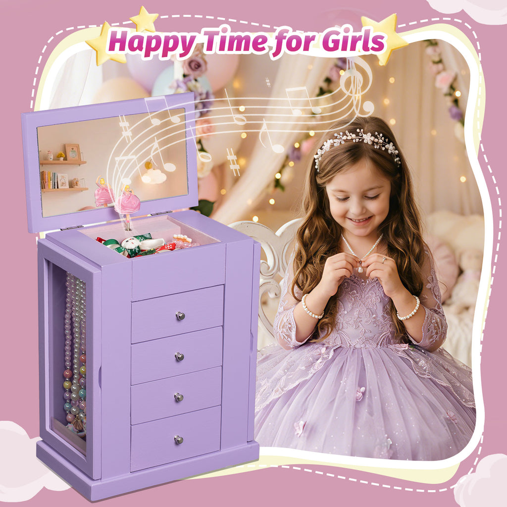 5 Layer Musical Jewelry Organizer with Spinning Dancer for Kids