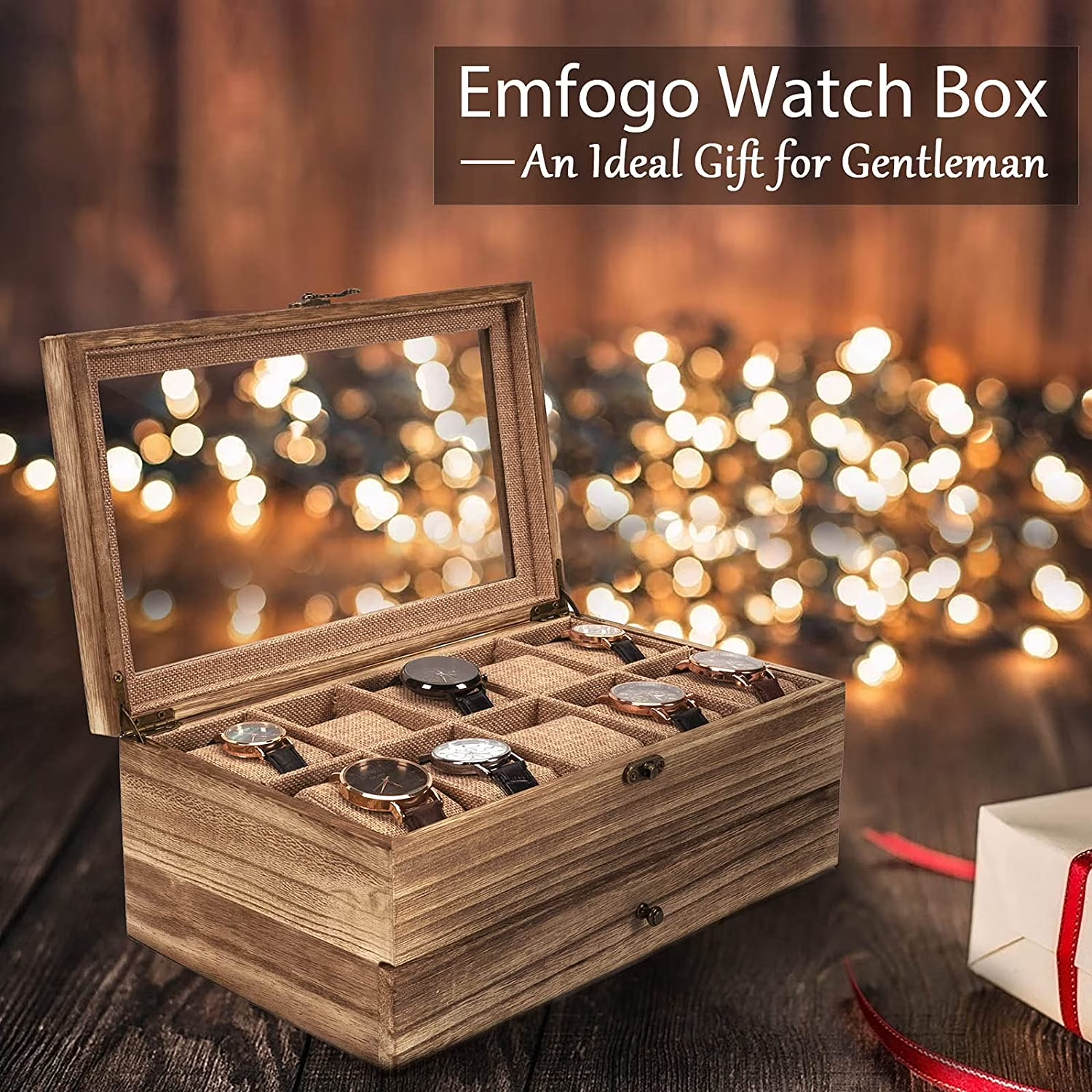 Sfugno Watch Box ,10 Slot Watch Case for Men Women