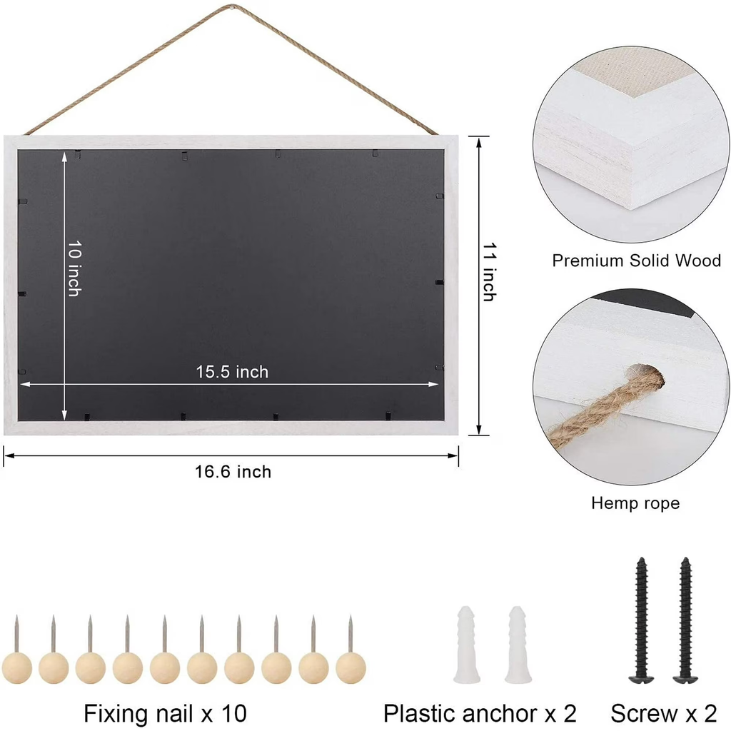2-Pack Linen Wood Bulletin Boards