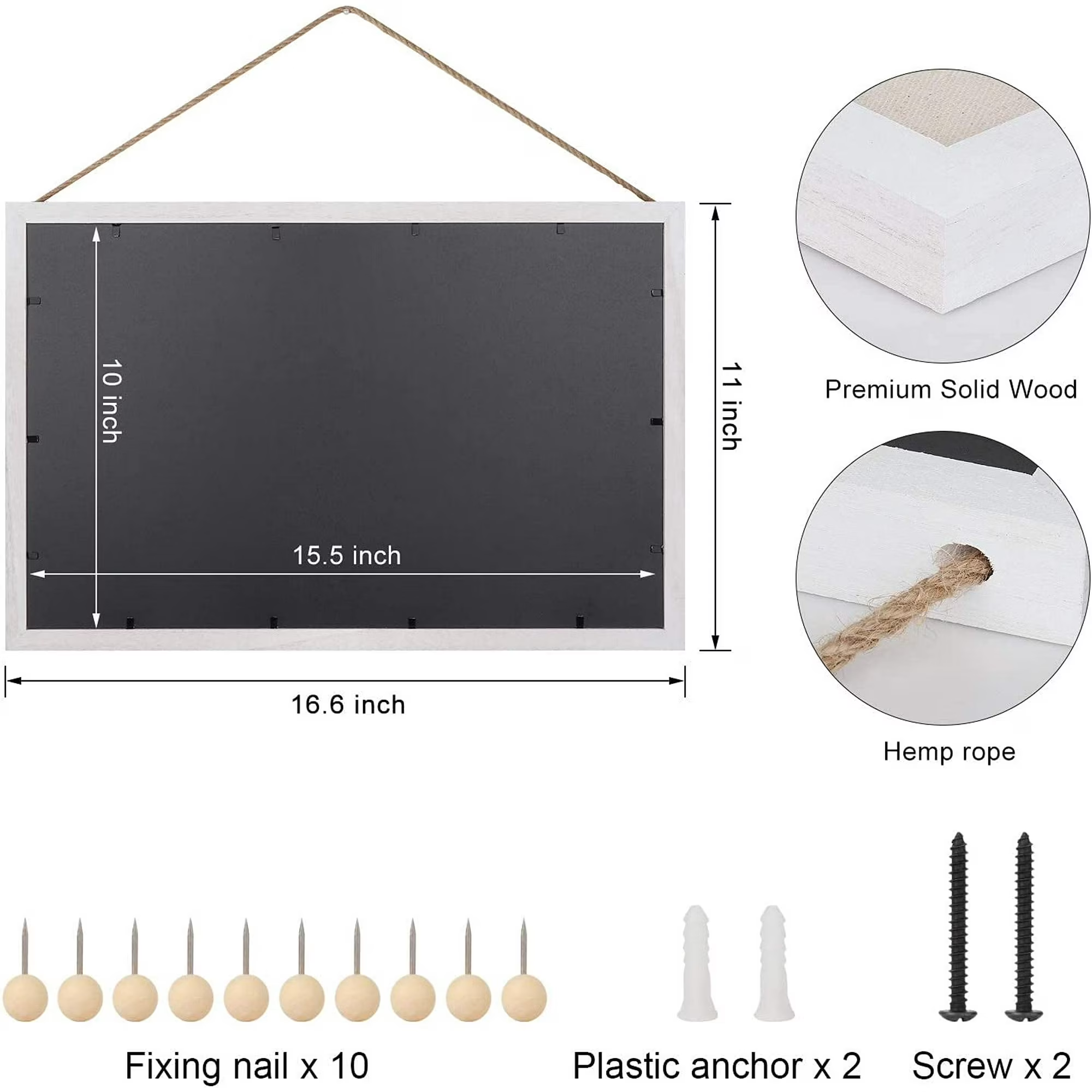 2-Pack Linen Wood Bulletin Boards